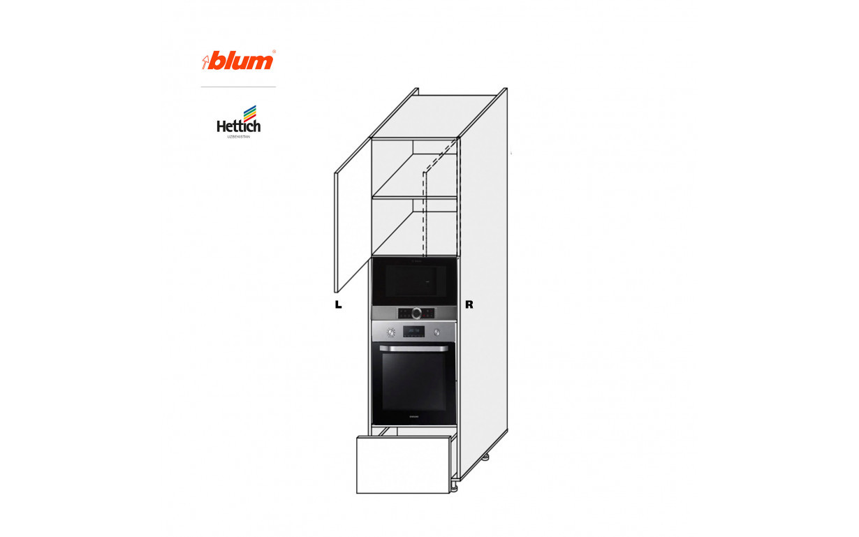 Кухонна секція Міленіум WG пенал 60ПДМ1ШХ/2140 Духовка+Мікрохвильовка Pro Blum+Hettich ПРАВА - Фото